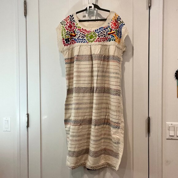 Authentic Mexican Embroidered Shift Dress - Picture 1 of 5